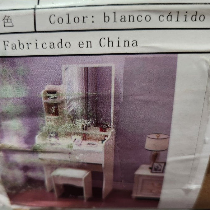 Tocador Feixiang Elegante con Espejo y Taburete 206 Blanco