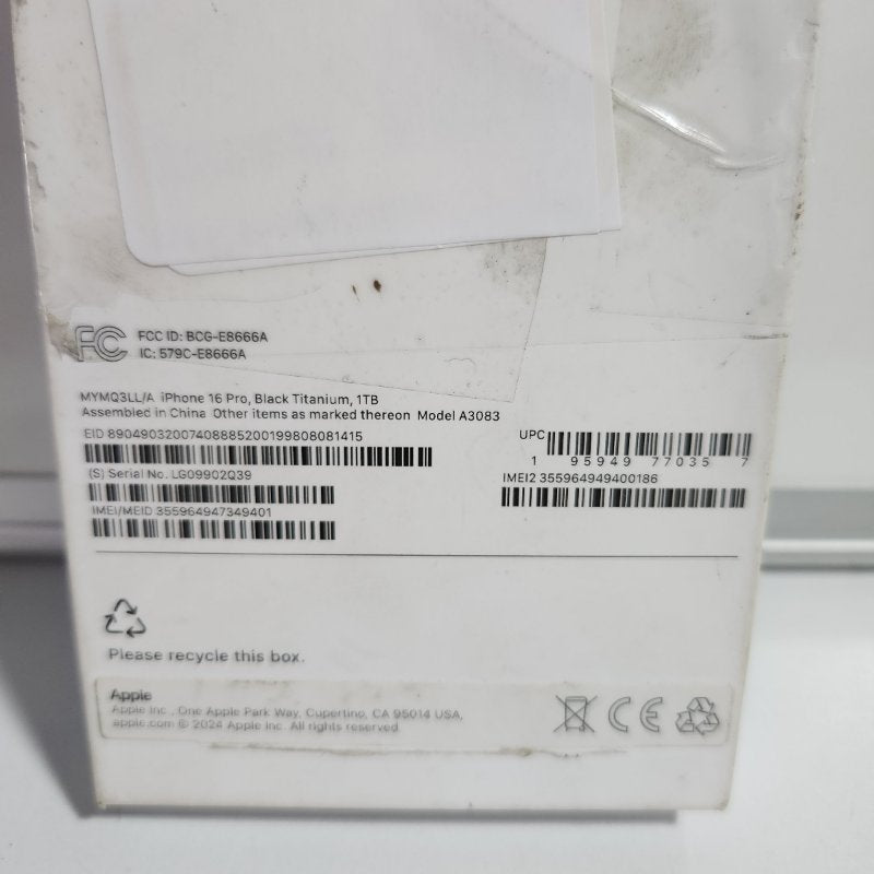 iPhone 16 Pro Reacondicionado Apple A3083 1TB Titanio Negro
