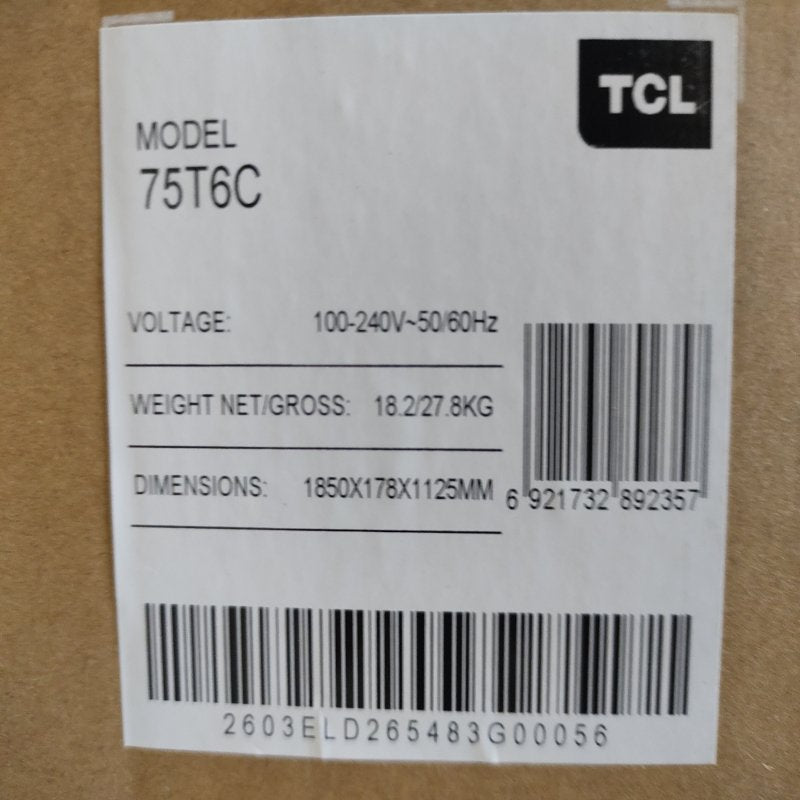 Smart TV TCL 75T6C 75 Pulgadas