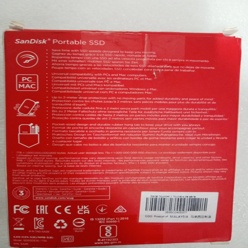 SSD portátil SanDisk 1TB, Negro
