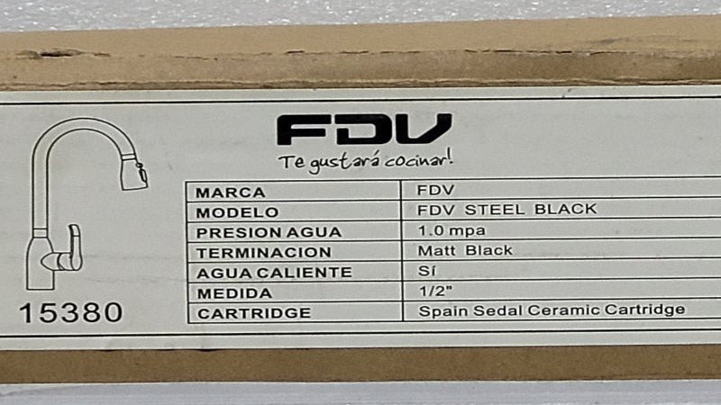 Grifo de Lavaplatos FDV Steel Black 1/2" (15380)