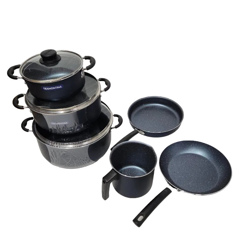 Set de Batería de Cocina Tramontina 9 Piezas, Antiadherente, azul oscuro