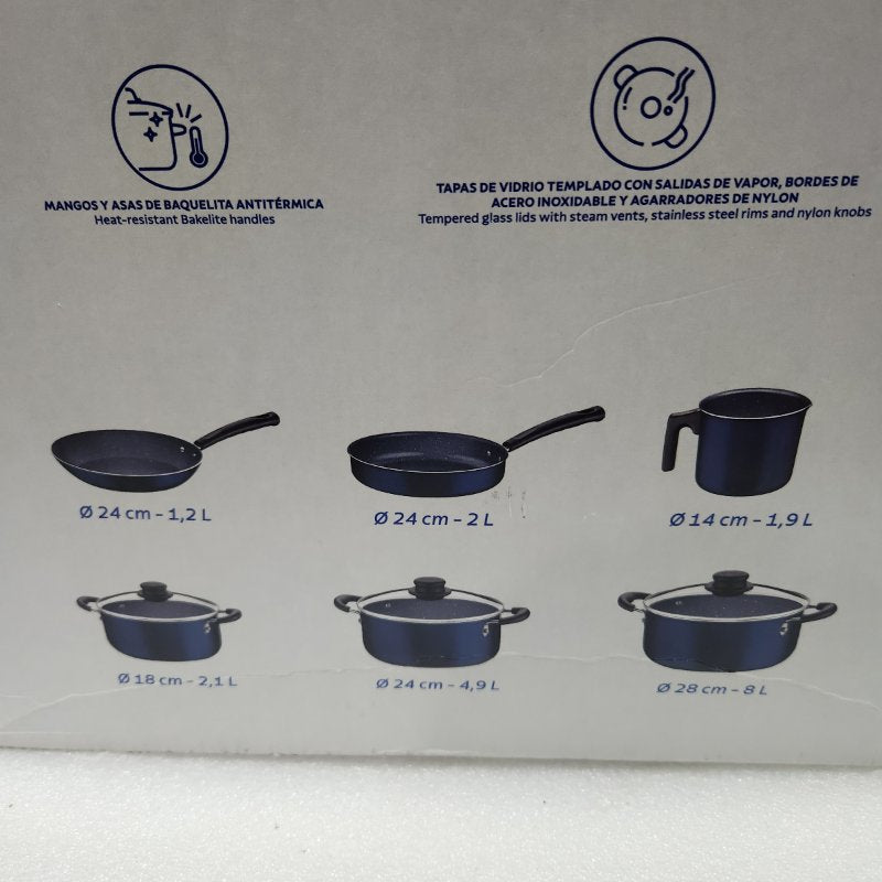 Set de Batería de Cocina Tramontina 9 Piezas, Antiadherente, azul oscuro
