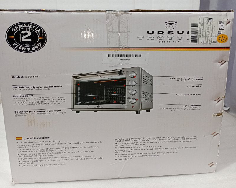 Horno Eléctrico Ursus Trotter UT-BACKOFEN PRO-I 60 Litros