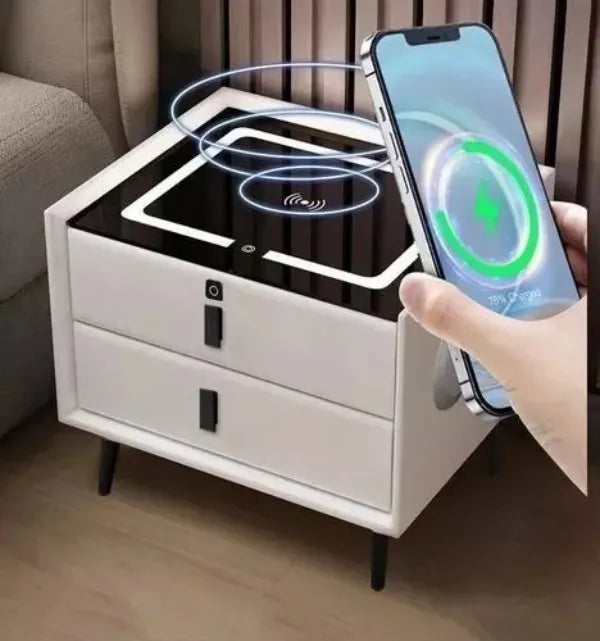 Velador Inteligente de 2 Cajones Blanco