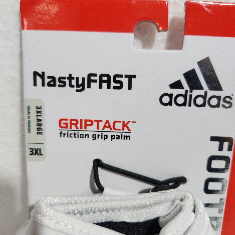 Guante de Fútbol Americano Adidas Nasty Fast Talla 3XL, Blanco