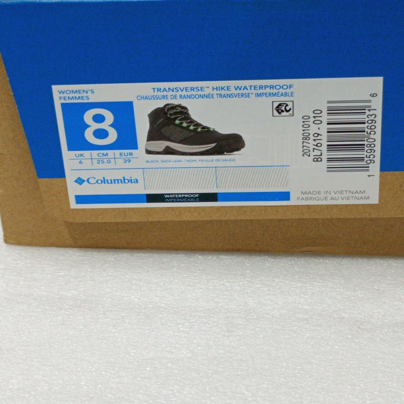 Botín Columbia Transverse Hike Waterproof Negro Talla 8 US Mujer