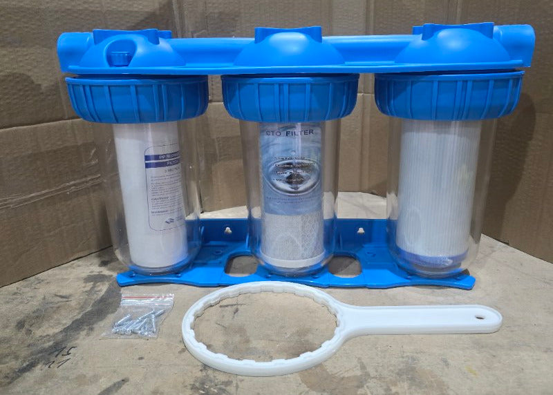 Filtro de Agua Triple Antisarro Ablandador SO-PURE 10 Pulgadas, Azul