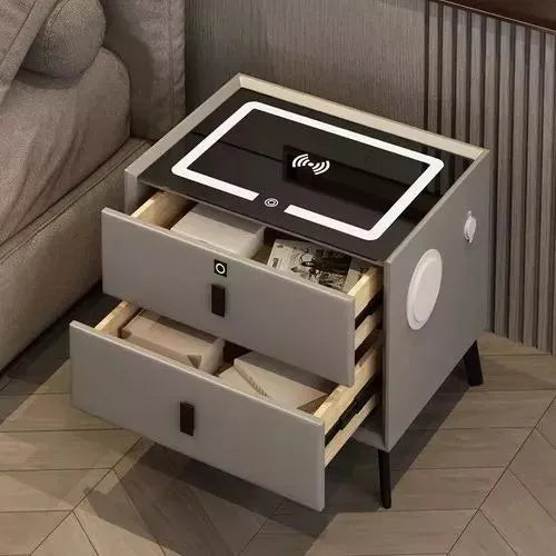 Velador Inteligente de 2 Cajones Blanco