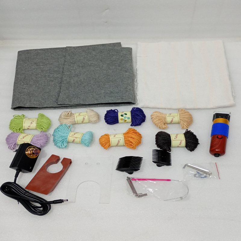 Kit Maquina Tufting con Esquiladora Tela Base y Lanas 8pcs