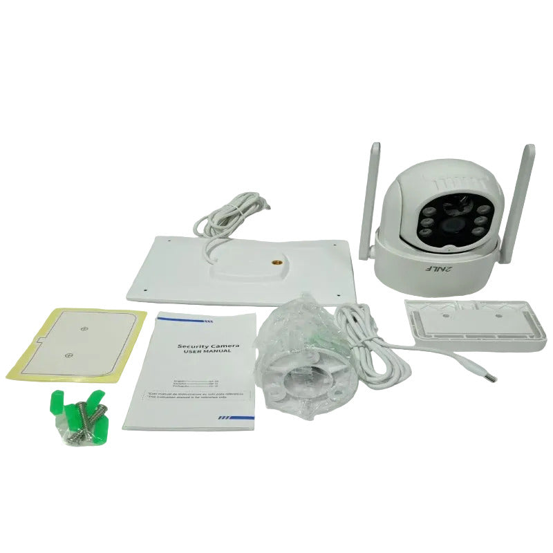 Cámara de Seguridad Solar 2NLF WiFi Exterior HD PTZ Visión Nocturna, Blanco