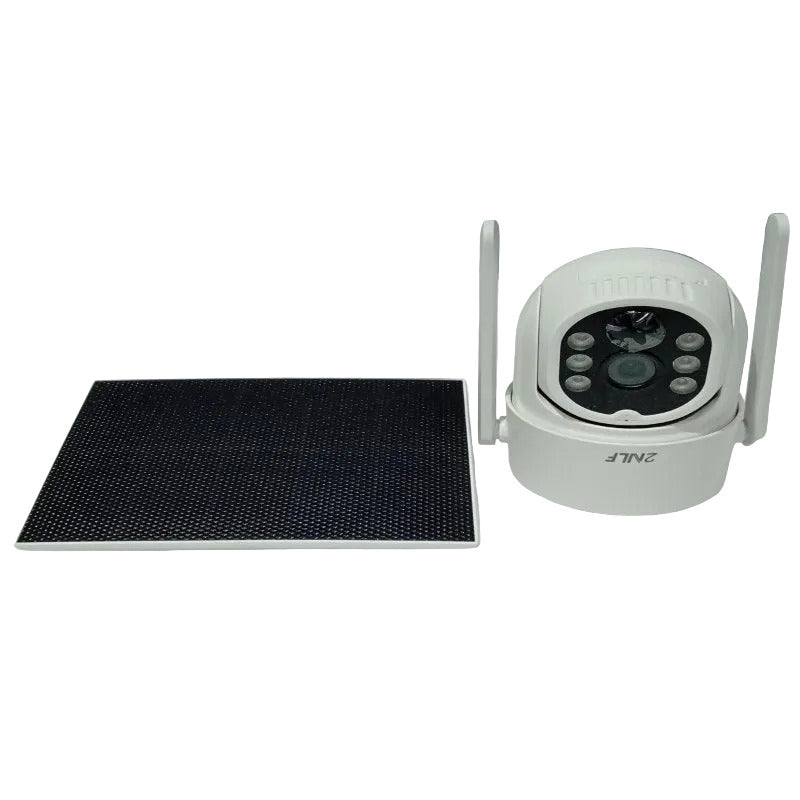 Cámara de Seguridad Solar 2NLF WiFi Exterior HD PTZ Visión Nocturna, Blanco