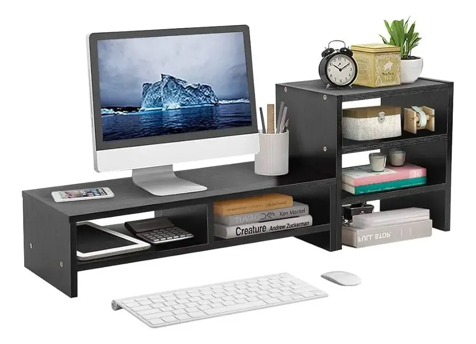 Soporte para Monitor con Estante de 3 Niveles Genérico Negro