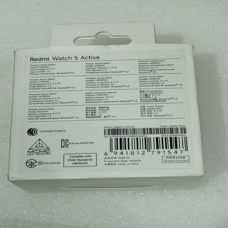 Smartwatch Xiaomi Redmi Watch 5 Active M2351W1, Plateado