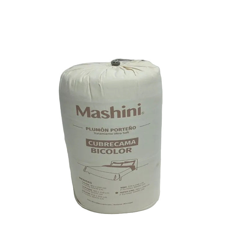 Cubrecama Ultra Soft Mashini Porteño Super King 280 x 240 cm + 2 Fundas Bicolor