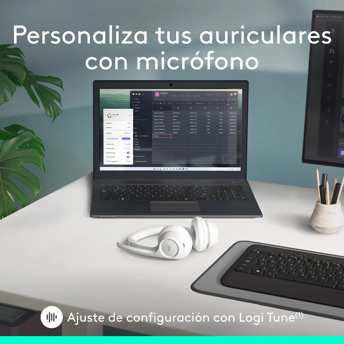 Audífonos Inalámbricos Logitech Zone 300, Blanco