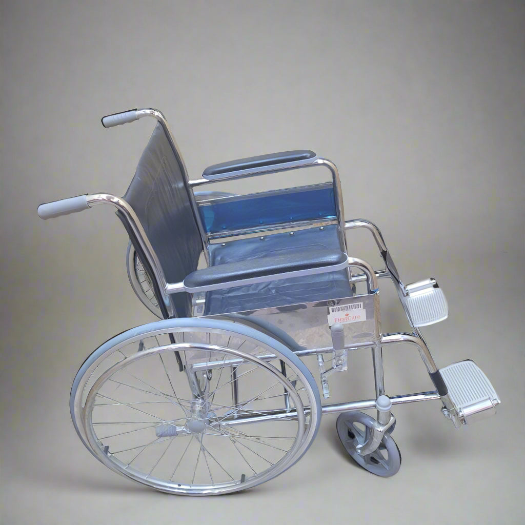 Silla De Ruedas Standard Plegable First Care Wheel Chairs Azul Oscuro