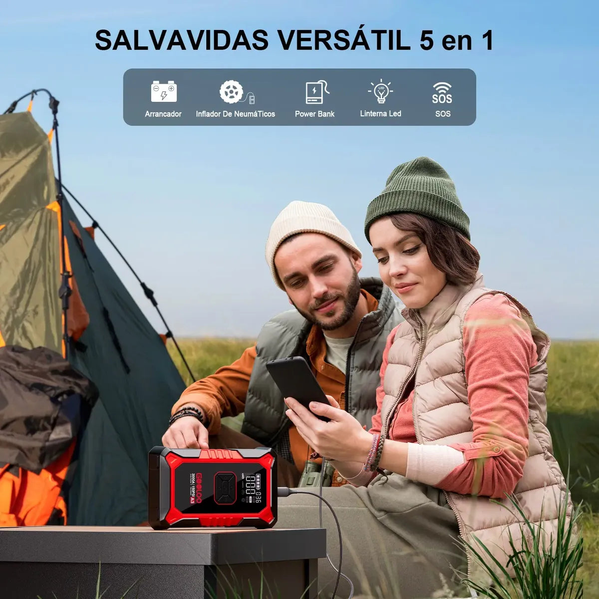 Arrancador de Baterías Portátil Gooloo JS-506 con Compresor