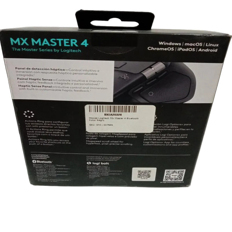 Mouse Inalámbrico Logitech MX Master 4, MR0118, Negro