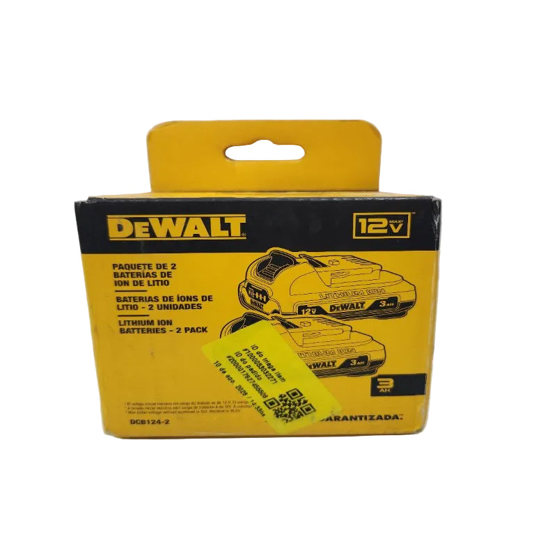 Pack 2 Baterías DeWalt DCB124 Ion Litio 12V