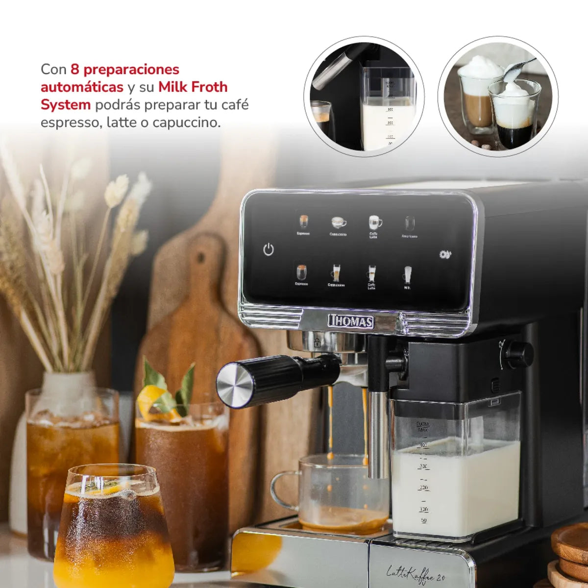 Cafetera Espresso Thomas THJ-165DEL 20 Bares, Negro