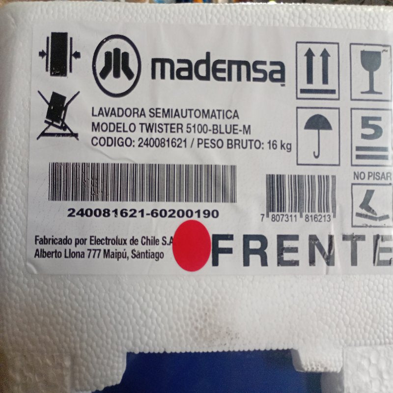 Lavadora Semiautomática Mademsa Twister 5100 Blue-M 16 kg