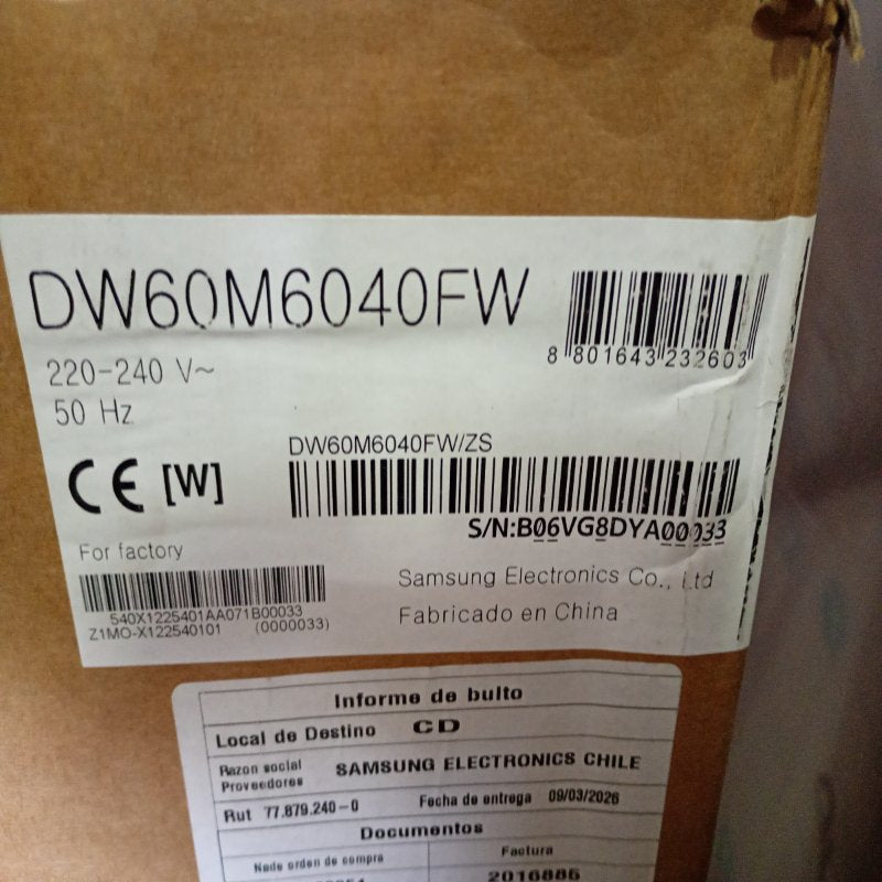 Lavavajillas Samsung DW60M6040FW 13 Cubiertos Blanco
