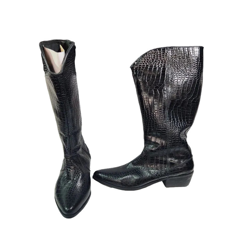 Botas Texanas para Mujer Madrid Croco Negro - Talla 38 EUR/ 25 CM