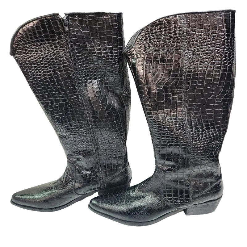 Botas Texanas para Mujer Madrid Croco Negro - Talla 38 EUR/ 25 CM