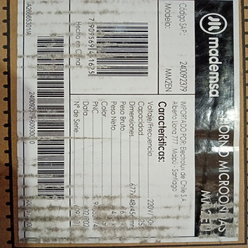 Microondas Empotrable Mademsa MM2EN 27 Litros Negro