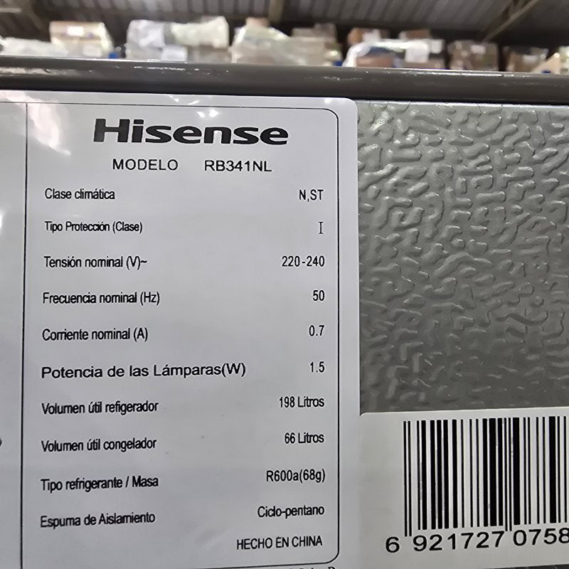 Refrigerador Hisense RB341NL 262 Litros, Gris
