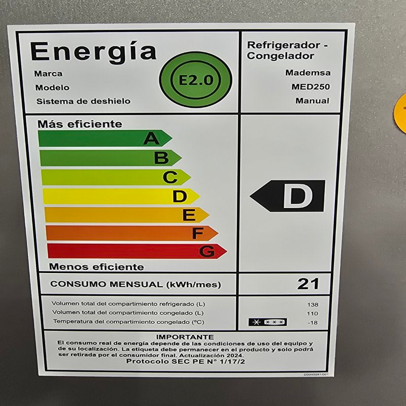 Refrigerador Mademsa M250 248 Litros, Gris