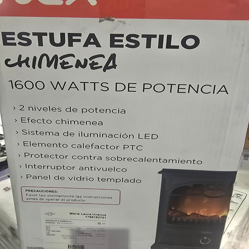 Estufa Estilo Chimenea Nex HFS201 1600 Watts
