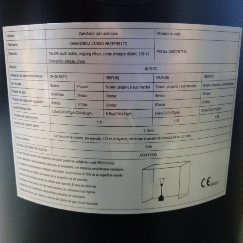 Calefactor para Patio Exterior JN-B-XX Negro