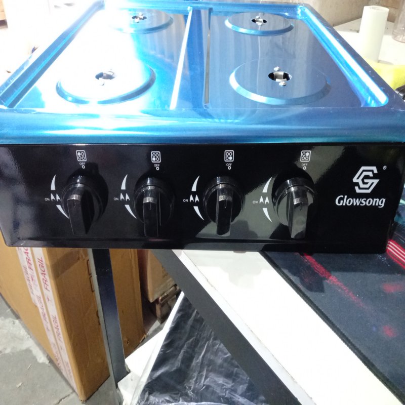 Cocina Encimera a Gas 4 Quemadores con Repisa Glowsong GS-04D, Negro