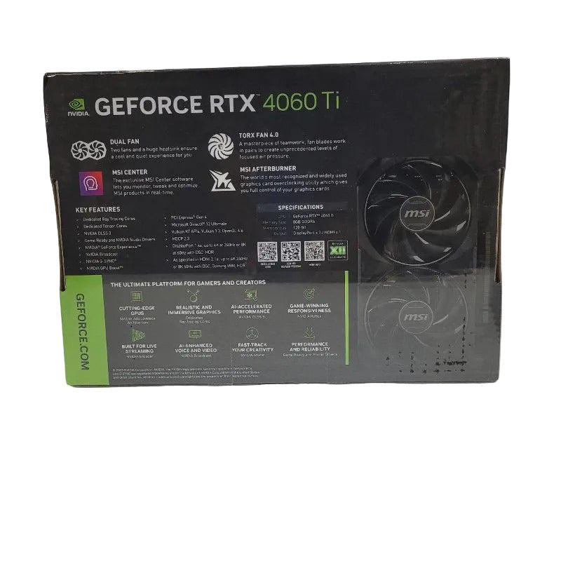 Tarjeta Gráfica MSI GeForce RTX 4060 Ti Ventus 2X 8GB GDDR6