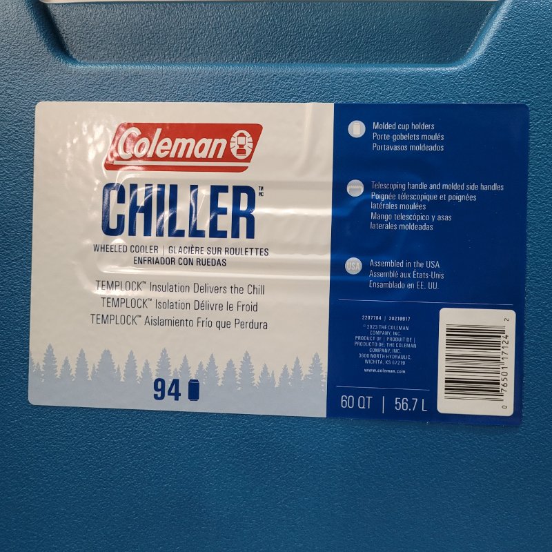 Cooler con Ruedas Coleman Chiller 56.7 Litros Azul