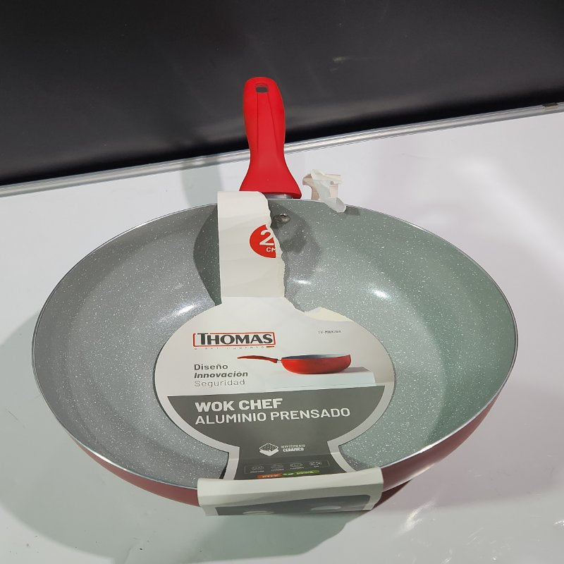 Wok Chef Aluminio Prensado Thomas TH-MWK28R 28 cm