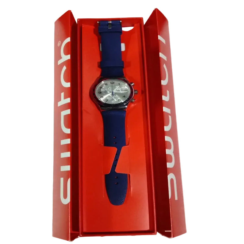 Reloj Suizo Swatch Ironía YV439 Esfera Plateada Edición Limitada, Azul