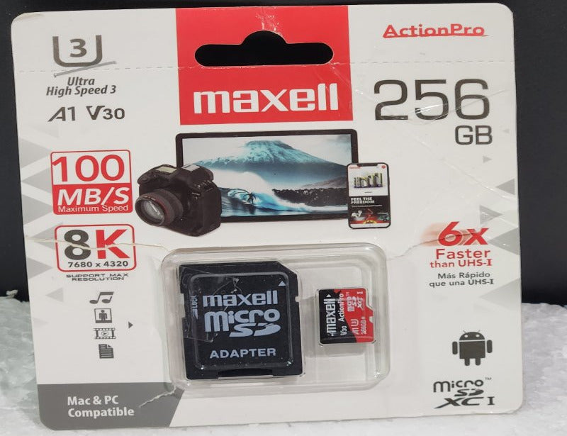 Tarjeta de Memoria Micro SDXC Maxell A1 V30 256GB