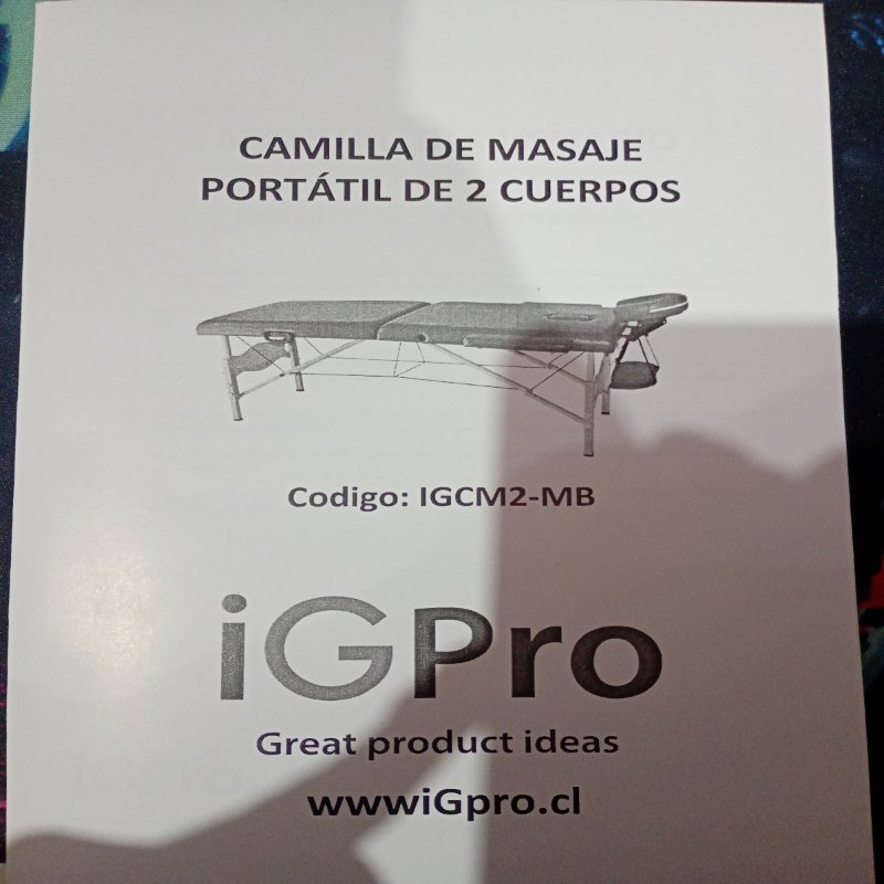Camilla de Masaje IGPro IGCM2-MB 2 Cuerpos Madera con Bolso, Negro