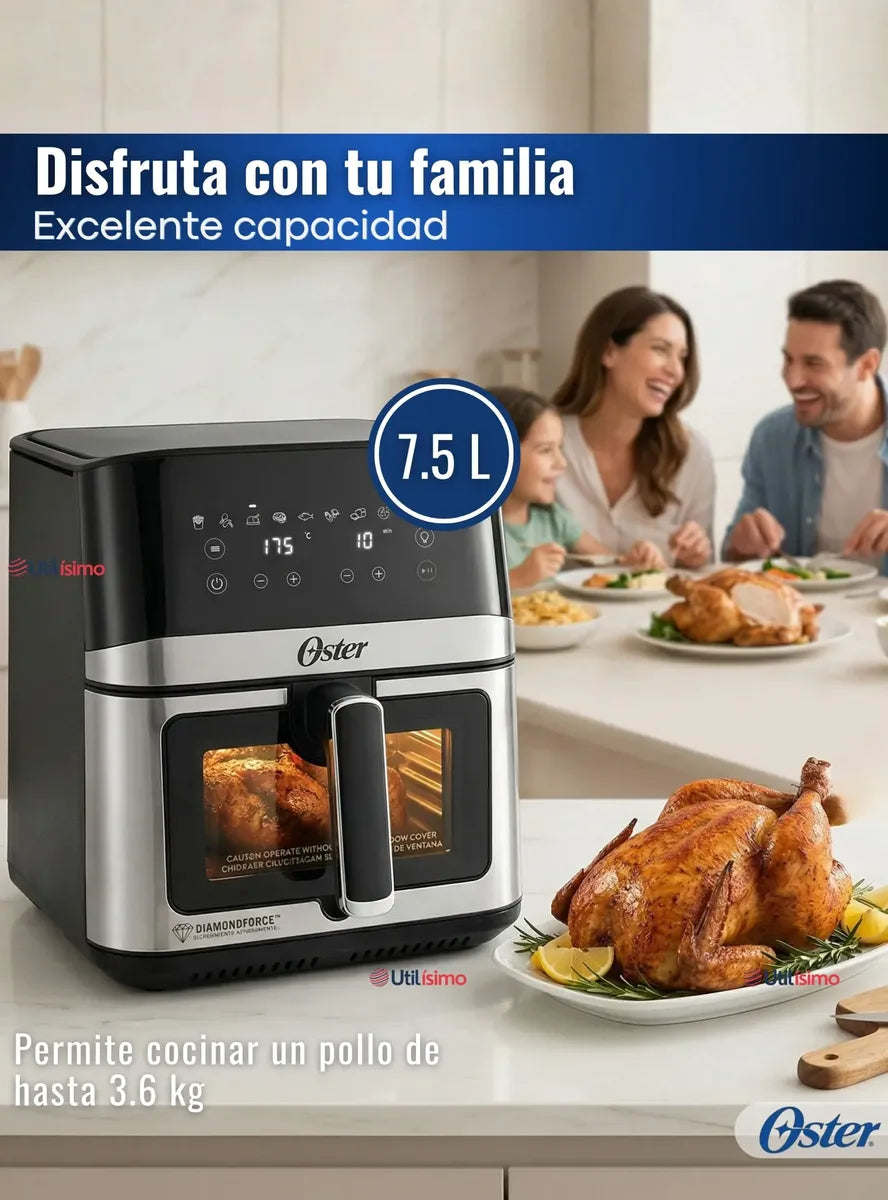 Freidora de Aire Digital Oster CKSTAF75WDSSDF-052 7.5 Litros 10 Programas
