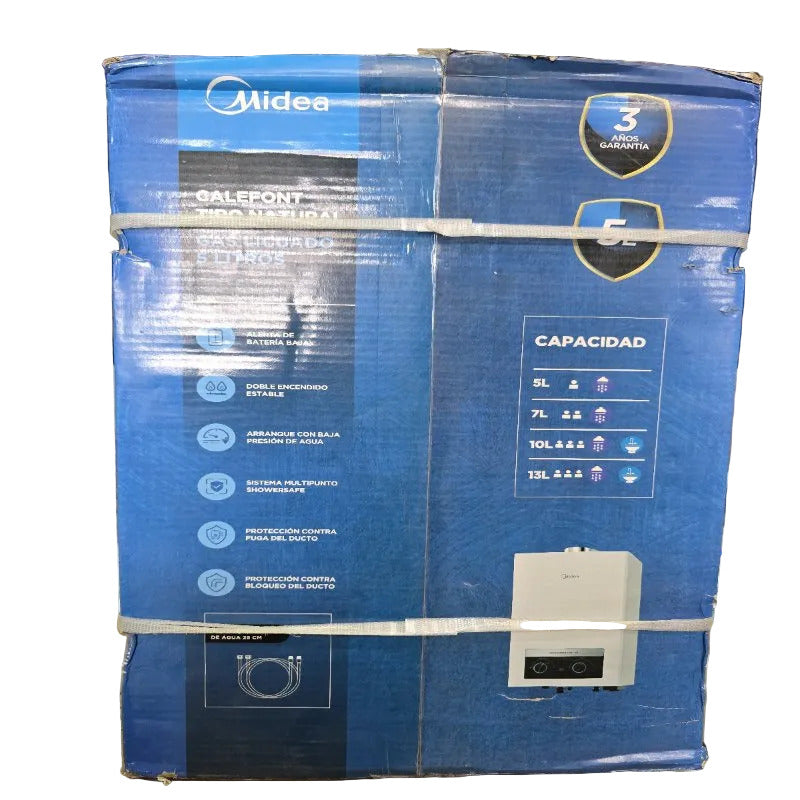 Calefont Tiro Natural Midea MGWH5-10MDNCLW-GL 5 Litros, Blanco
