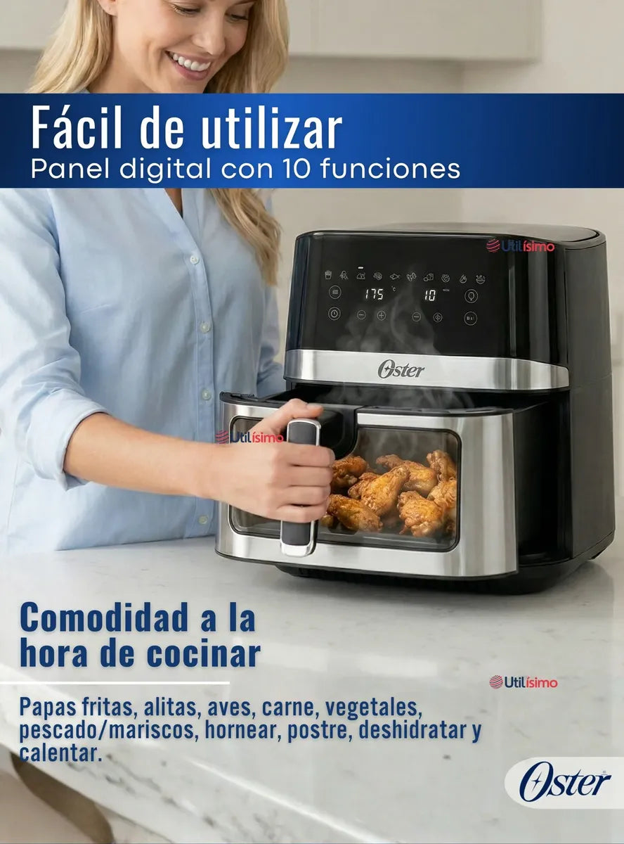 Freidora de Aire Digital Oster CKSTAF75WDSSDF-052 7.5 Litros 10 Programas