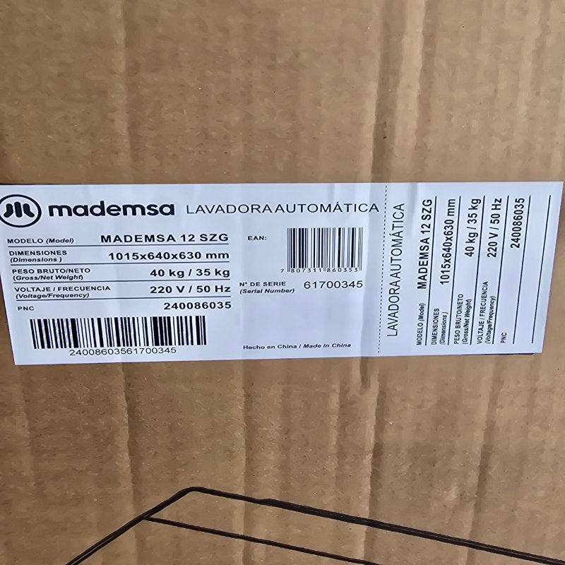 Lavadora Automática Carga Superior Mademsa 12 kg Gris