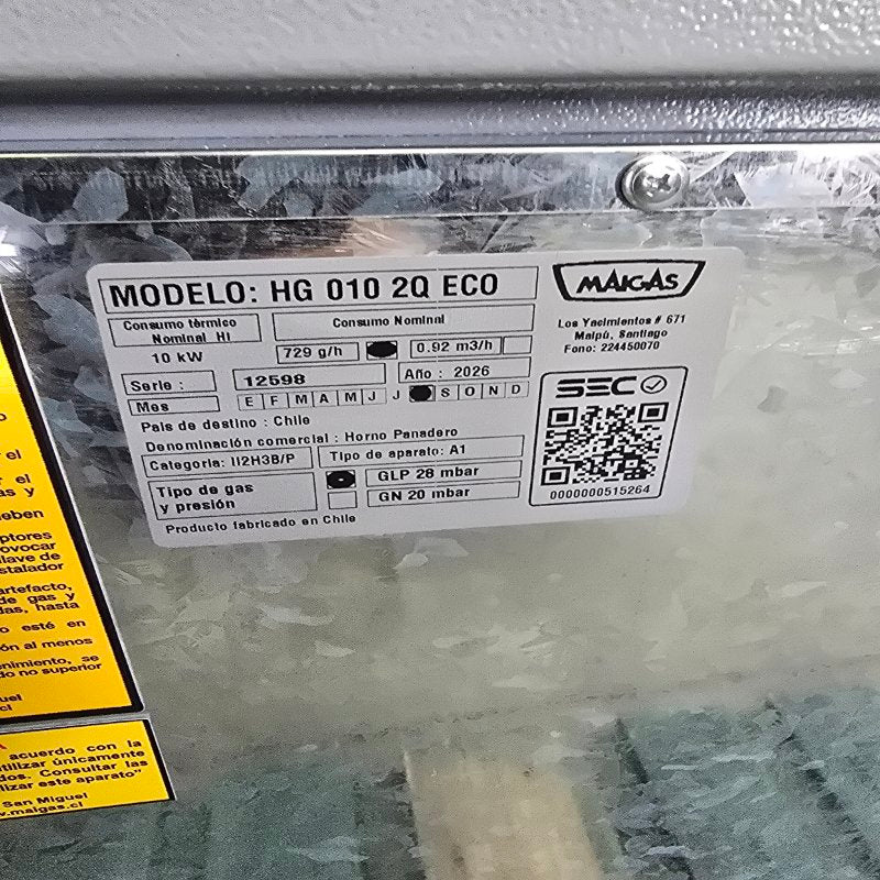 Horno a Gas Maigas HG 010 2Q Eco Inox 10KW