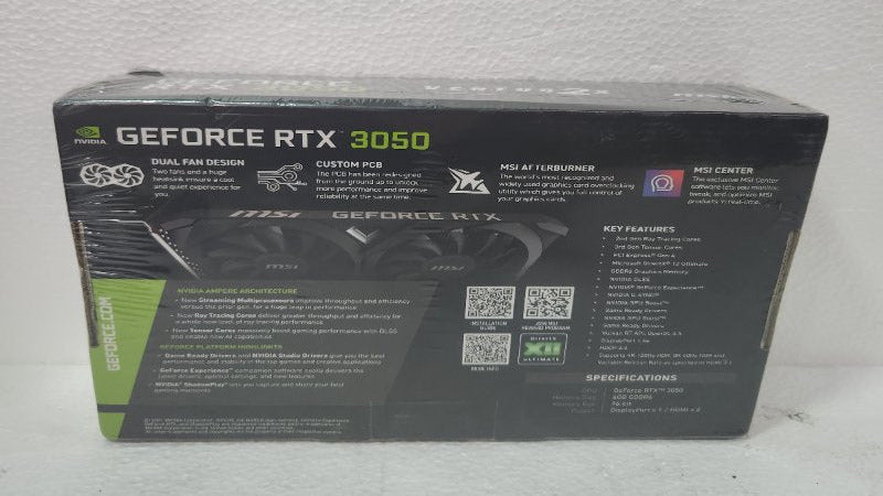 Tarjeta de Video MSI GeForce RTX 3050 Ventus 2X 6G OC 6GB GDDR6