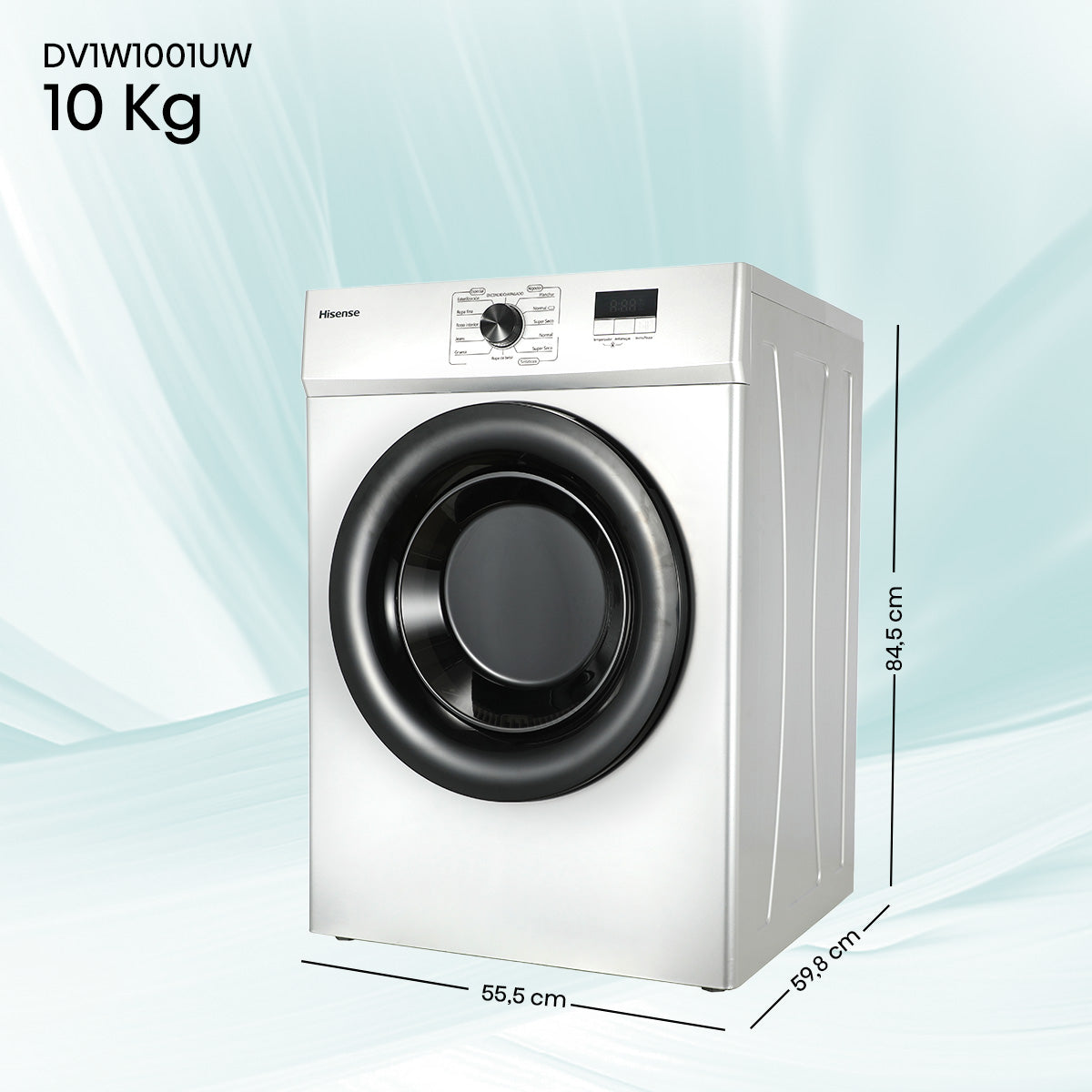 Secadora Hisense DV1W1001UW 10 kg, Blanco