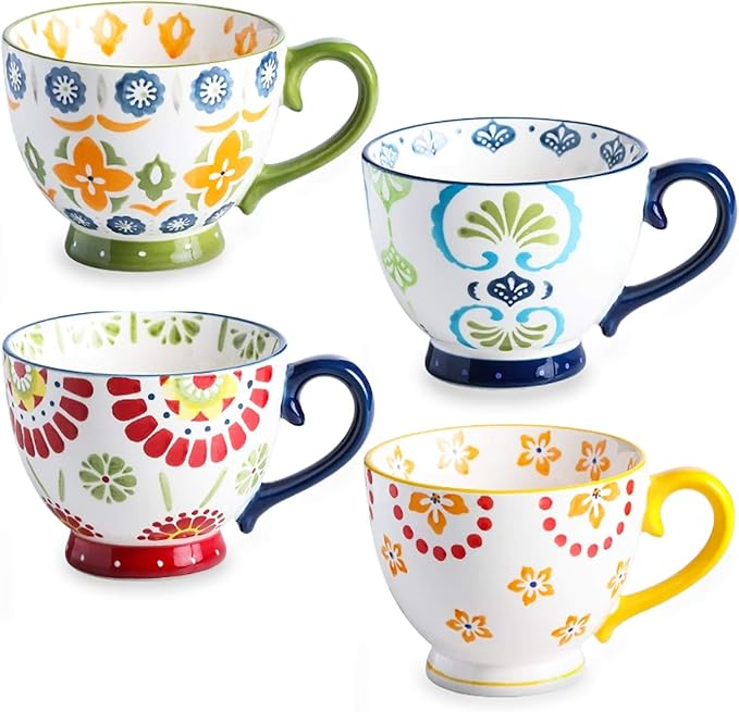 Juego De 4 Tazas De Cafe De Ceramica Deecoo Handmade Coffee Mugs