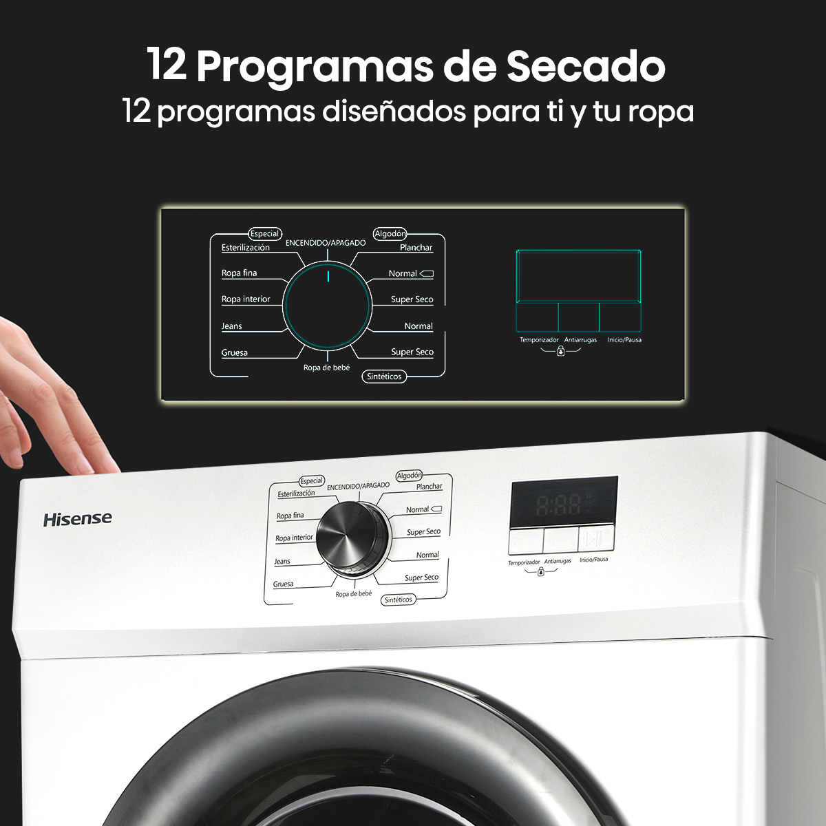 Secadora Hisense DV1W1001UW 10 kg, Blanco